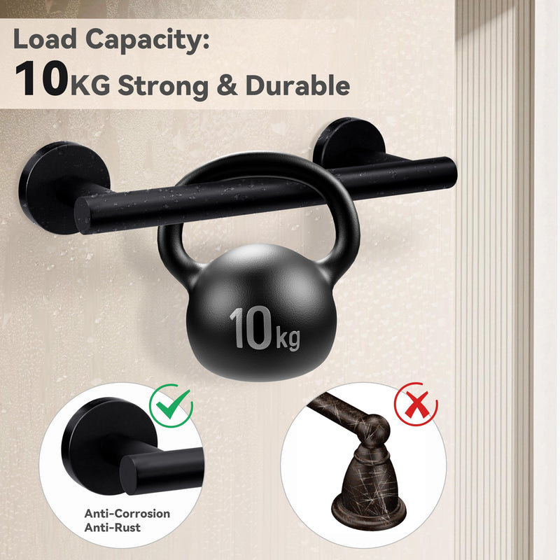 [Australia - AusPower] - SEIDO 3-Pieces Bathroom Hardware Set Black Bathroom Accessories Set, SUS 304 Stainless Steel Towel Bar for Bathroom Wall Black Towel Rack 