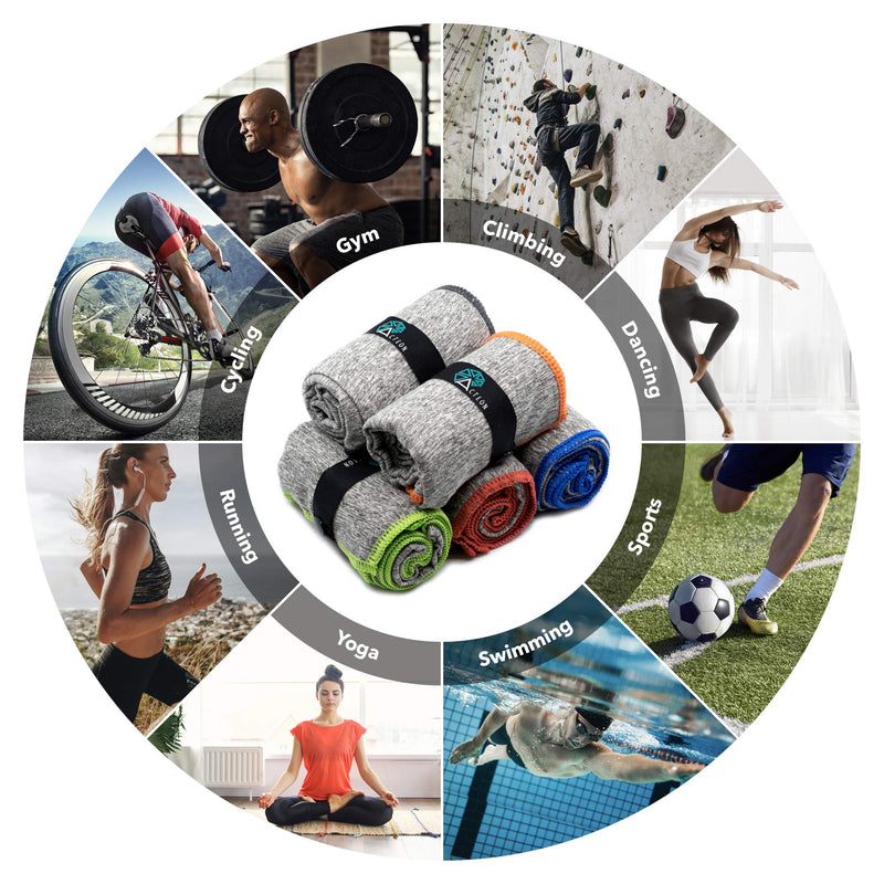 [Australia - AusPower] - Acteon Microfiber Gym Towels - Quick Dry Workout Towel - Fights Odors - Compact Sports Towel for Workout, Travel, Camping - Ultra Lightweight Sweat Towel - 5-Pack Heather Gray - 30"x16" 