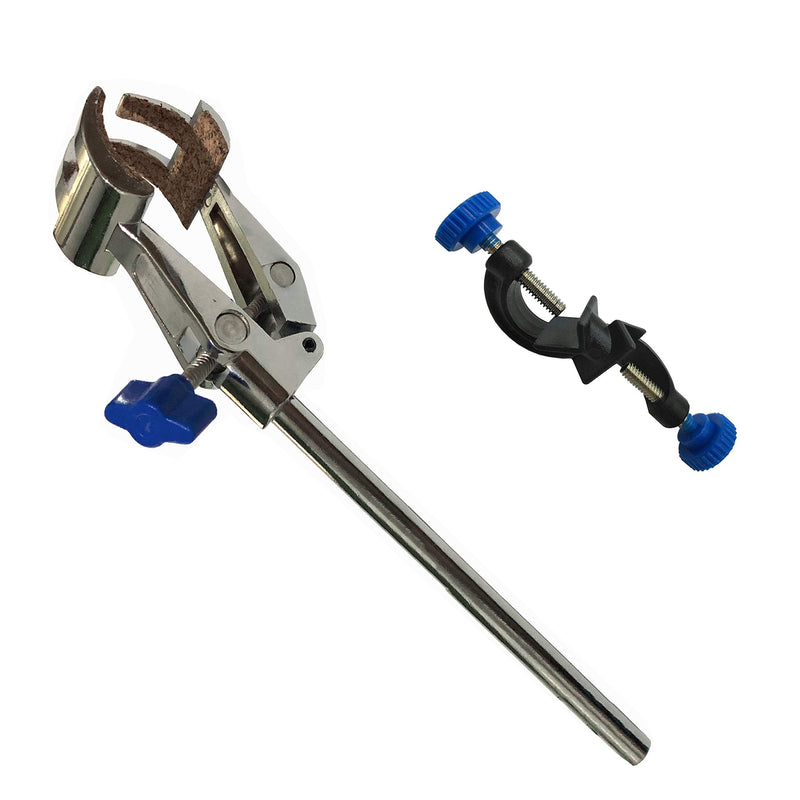 [Australia - AusPower] - OESS Lab Clamp 4 Prong Finger Style Cork-Coated Head and A Black Laboratory Stand Clip 