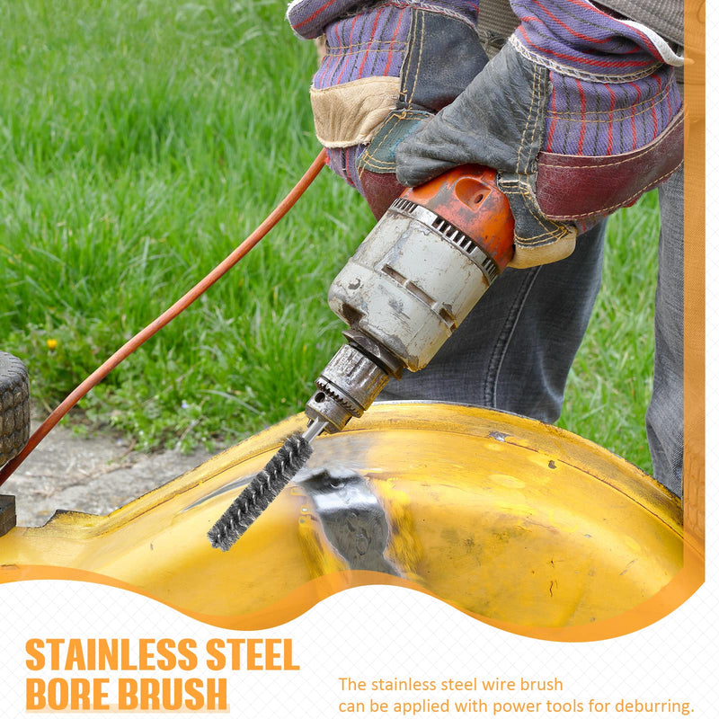 [Australia - AusPower] - Stainless Steel Bore Brush Stainless Steel Bristles Wire Brush for Power Drill Cleaning Wire Brush Stainless Steel Brush with Hex Shank Handle (5 Pieces,1.5 cm) 5 1.5 cm 