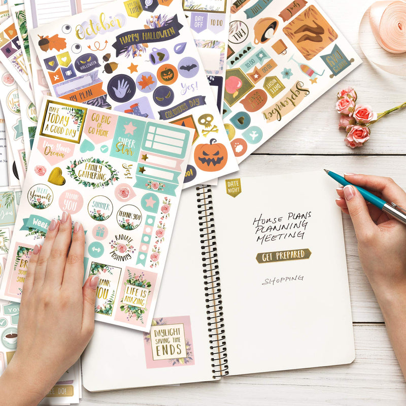 [Australia - AusPower] - Aesthetic Greenery Planner Stickers - 1100+ Stunning Gold Foil Design Accessories Enhance and Simplify Your Planner, Journal and Calendar 