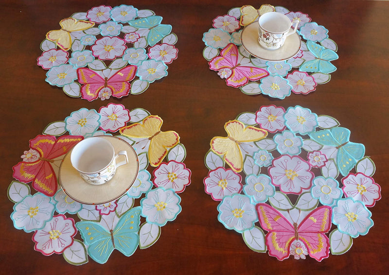 [Australia - AusPower] - GRANDDECO Spring Flowery Butterfly Placemats Set of 4,Floral Daisy Cutwork Embroidered Table Linen for Home Kitchen Dining Spring Holiday Tabletop Decoration, Placemat 14" Set of 4, Butterfly 