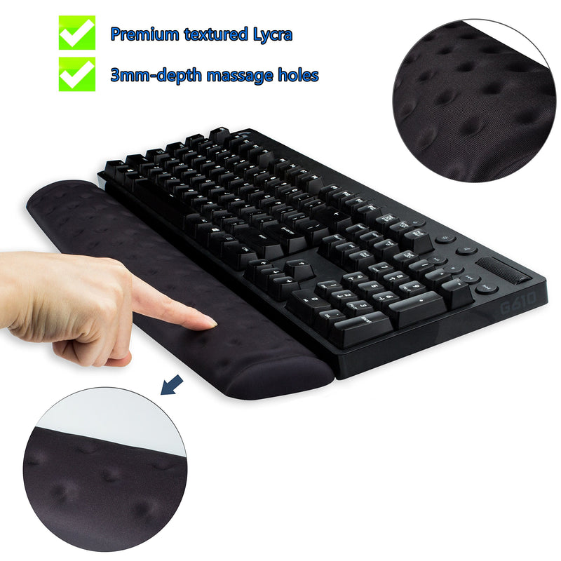 [Australia - AusPower] - BRILA Memory Foam Mouse & Keyboard Wrist Rest Support Pad Cushion Set for Computer, Laptop, Office Work, PC Gaming - Massage Holes Design - Easy Typing Wrist Pain Relief (Black) Black Bundle 