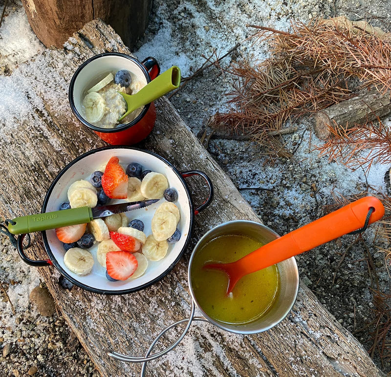[Australia - AusPower] - Tapirus Spork Tactical Green | BPA Free Spoon Fork, Stainless Steel Knife and Fire Starter | 3 in 1 multipurpose utensil | Take it hiking, camping or backpacking | Carrying case for outdoor activities 
