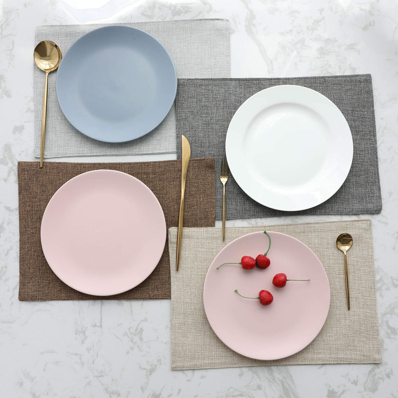 [Australia - AusPower] - Placemats by Home Brilliant Set of 4 Heat Resistant Dining Table Place Mats Cloth Placemats Kitchen Table Mats, Light Linen Placemats 13" x 19", Set of 4 