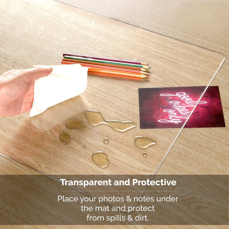 [Australia - AusPower] - Clear Desk Mat on top of desks - 24 x 14 inches - Clear Transparent Plastic Desk Protector - Desk Writing Mat for Office and Home 24x14 