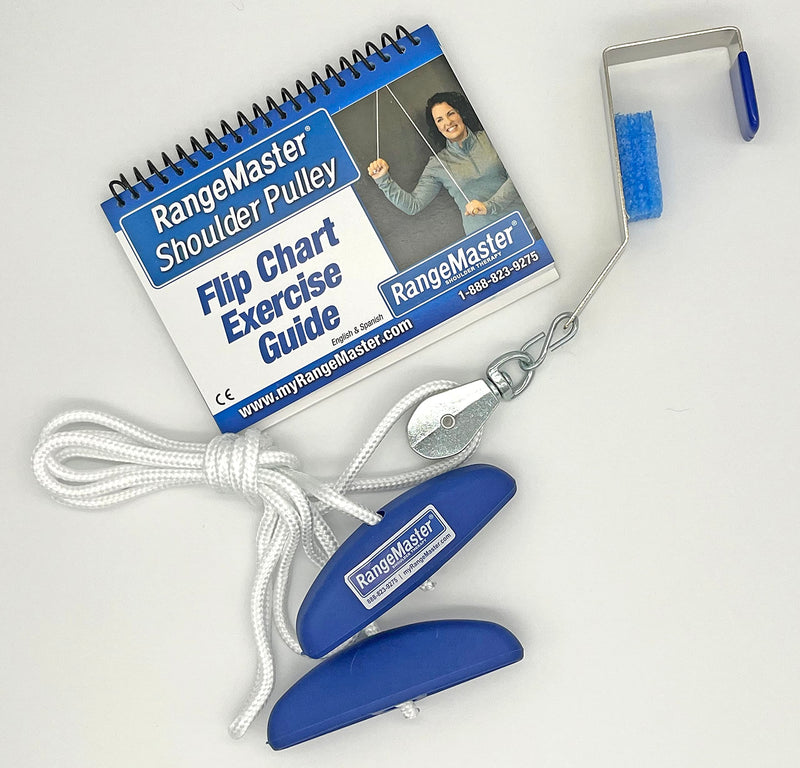 [Australia - AusPower] - RangeMaster Molded Rubber Handle Shoulder Pulley │ Physical Therapy Tool │ Aids in Recovery and Rehabilitation │ Increases Mobility │ Metal Bracket Door Attachment 
