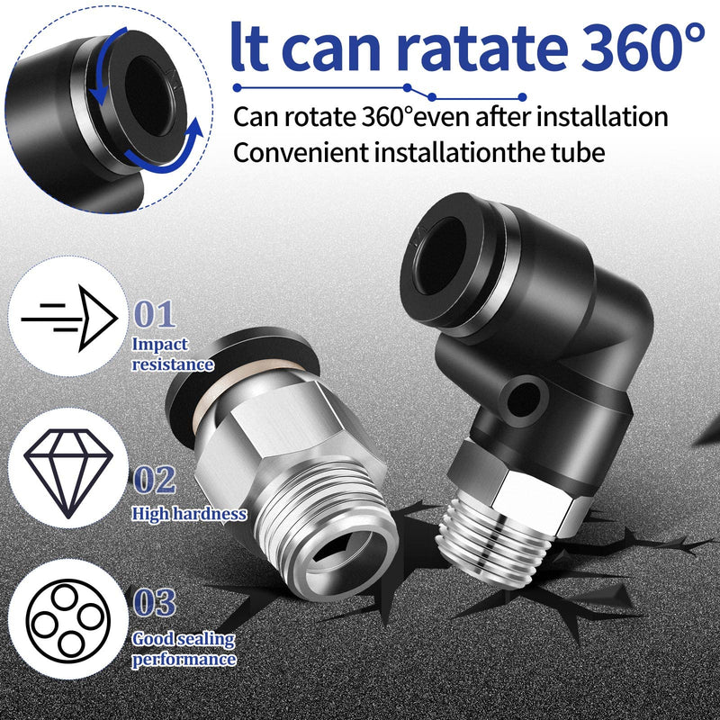 [Australia - AusPower] - 30Pieces Pneumatic Elbow Straight Combination 1/4 Inch Tube OD x 1/8 Inch NPT Push to Connect Tube Fittings Male Thread Straight Push Quick  Release Connectors Air Tool Connectors Connect Fittings 