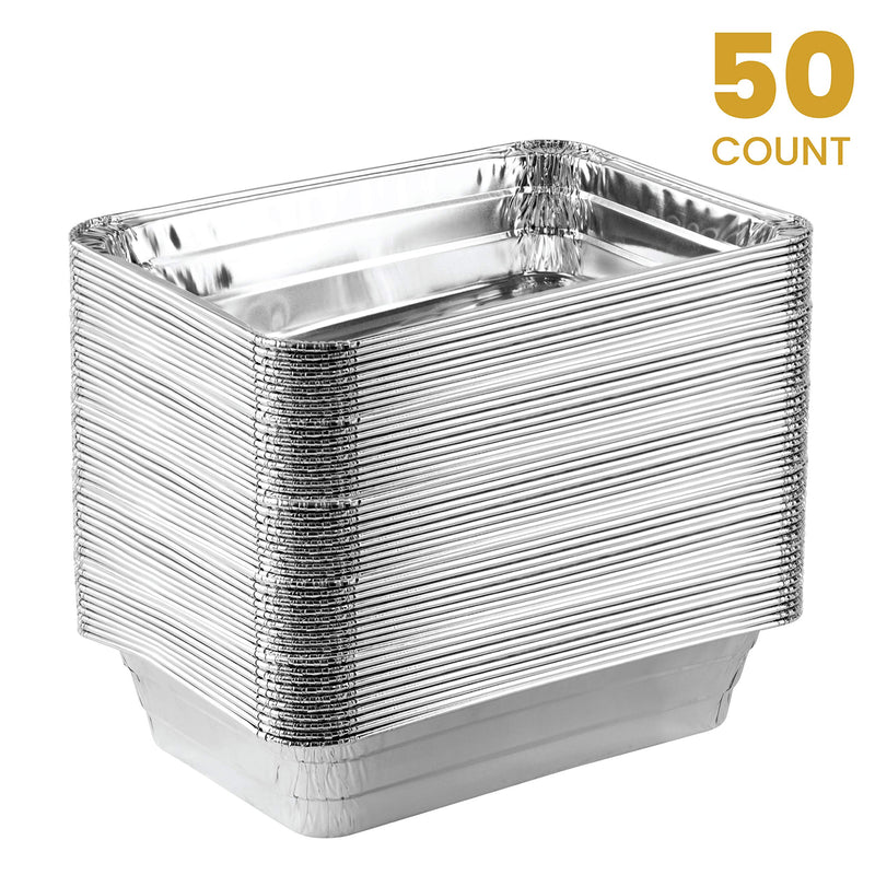 [Australia - AusPower] - Plasticpro Disposable 2 LB Aluminum Takeout Tin Foil Baking Pans 6'' X 8'' X 2'' Inch Bakeware - Cookware Perfect for Baking Cakes,Brownies,Bread, Meatloaf, Lasagna, or Lunchbox, Pack of 50 