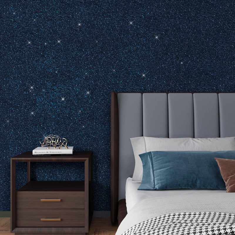 [Australia - AusPower] - VaryPaper Black Blue Glitter Wallpaper Stick and Peel 15.7''x78.7'' Decorative Glitter Contact Paper for Cabinets Removable Self Adhesive Glitter Wall Paper Sparkle Wallpaper for Bedroom Accent Walls 