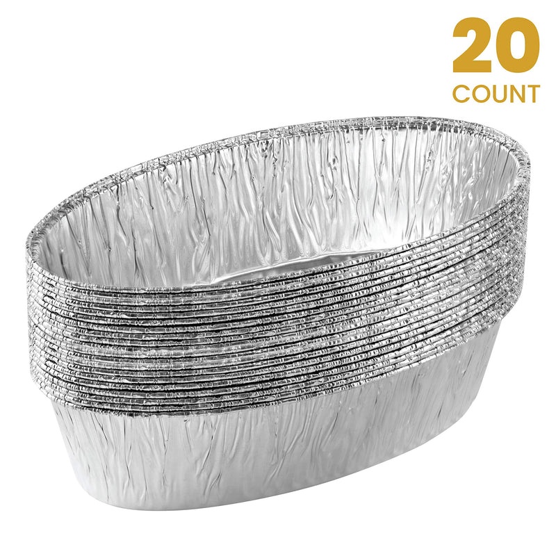 [Australia - AusPower] - Plasticpro Disposable Oval Loaf pan 3 LB Aluminum Takeout Tin Foil Baking Pans Bakeware - Cookware Perfect for Baking Cakes,Brownies,Bread, Meatloaf, Pack of 20 
