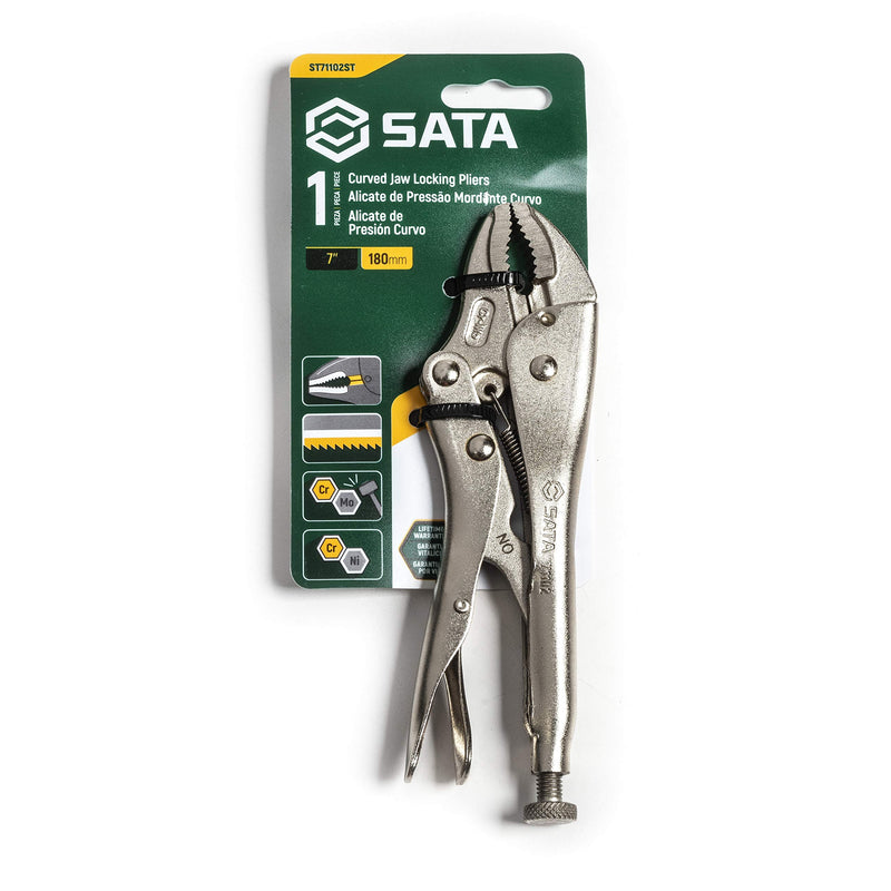 [Australia - AusPower] - SATA 7" Curved Jaw Locking Pliers - ST71102 (ST71102ST), Chrome 