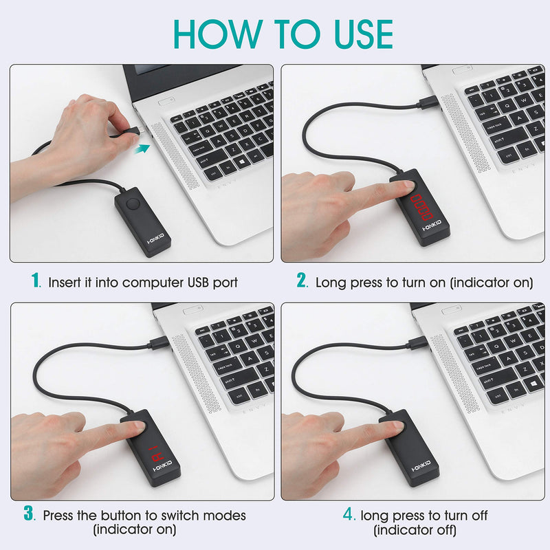 [Australia - AusPower] - HONKID Mouse Jiggler USB C with LCD Timer ,Mouse Mover Jiggler with 3 Realistic Random Movements and Memory Function,Simulate Mouse Move to Keep Laptop Awake USB-C Port 