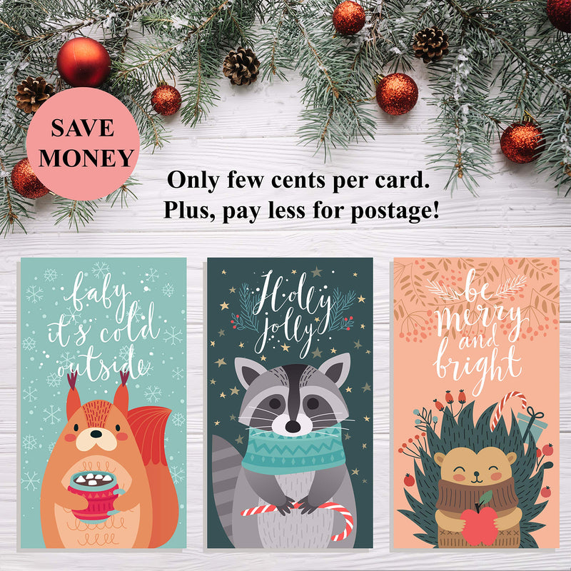 [Australia - AusPower] - Happy Holiday Postcards / Christmas Postcards: Bulk Postcards Set Includes 48 Christmas Post Cards; 8 Different cute postcards designs (6 of each); Seasons Greeting Postcards; Happy New Year Postcards 8 Designs 