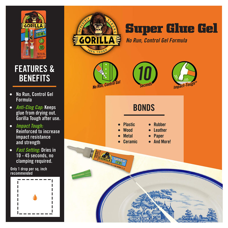 [Australia - AusPower] - Gorilla Super Glue Gel, Four 3 Gram Tubes, Clear, (Pack of 1) 1 Pack 1 - Pack 