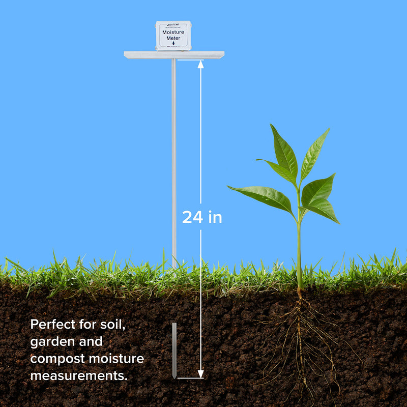 [Australia - AusPower] - REOTEMP Garden and Compost Moisture Meter (24 Inch Stem), Garden Tool Ideal for Soil, Plant, Farm and Lawn Moisture Testing 24 Inch Stem 