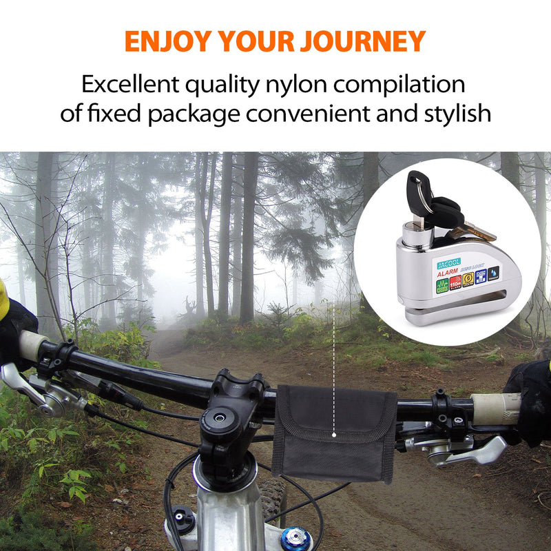 [Australia - AusPower] - JACOOL Disc Brake Lock Alarm Wheel Disc Lock Motorcycle Alarm with 110db Alarm Sound Security, Disc Brake Lock Anti-Theft Waterproof Security Lock with 5ft Reminder Cable for Bike Motorbike Scooter Silver 