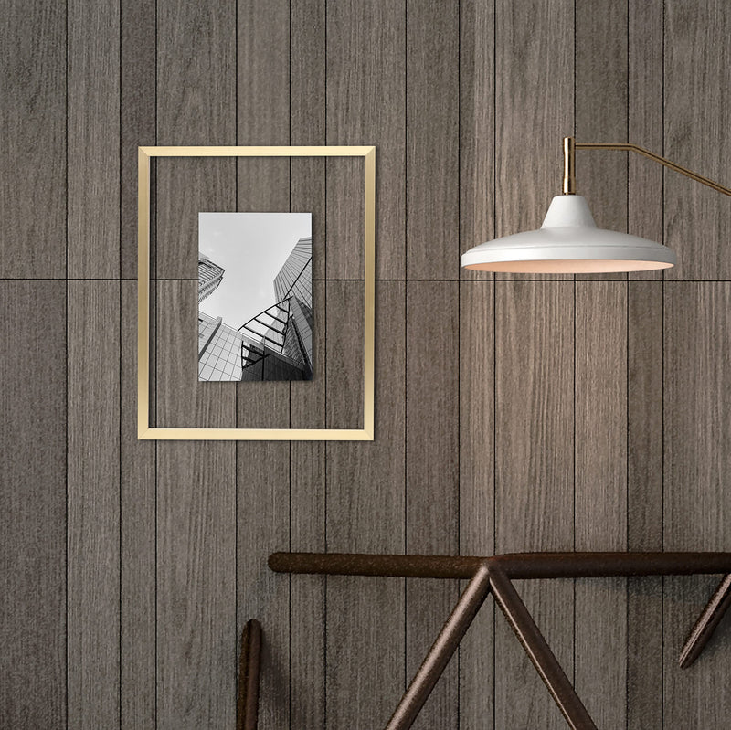 [Australia - AusPower] - FrameWorks - Deluxe Brass Gold Aluminum Contemporary Style Floating Picture Frame with Tempered Glass, 8 inch x10 inch float to 4 inch x6 inch 8"x10" float to 4"x6" 