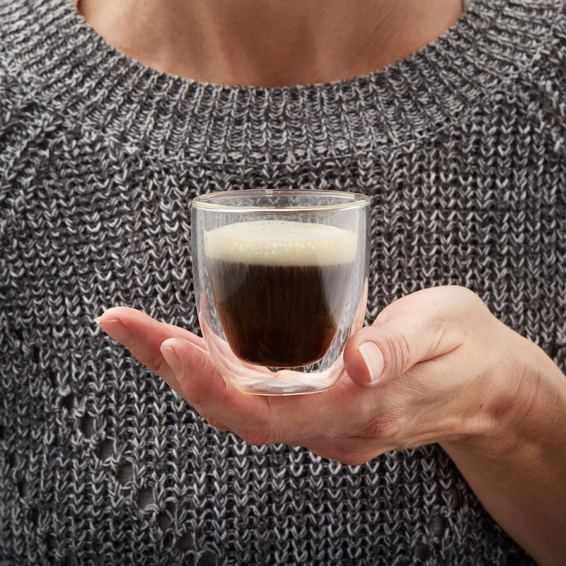 [Australia - AusPower] - Double Wall Espresso Cup Set of 4 - Insulated Expresso Coffee Cups Sets - Stackable Espresso Shot Glasses - 2.6oz Demitasse Espresso Cups Glass Set for Lungo, Doppio & Turkish - Espresso Gift Set Mugs 