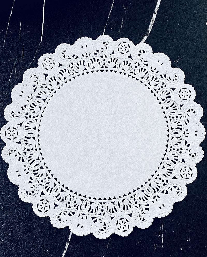 [Australia - AusPower] - Round 8 inch Paper Lace Table Doilies – White Decorative Tableware Disposable Placemats - Made in Canada (Pack of 100) 