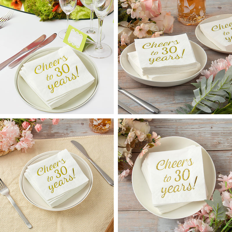 [Australia - AusPower] - GooBeans Gold Foil Cheers to 30 Years Cocktail Paper Napkins Beverages Napkins for 30th Birthday Anniversary Decorations (5 x 5 In, 100 Pack) 