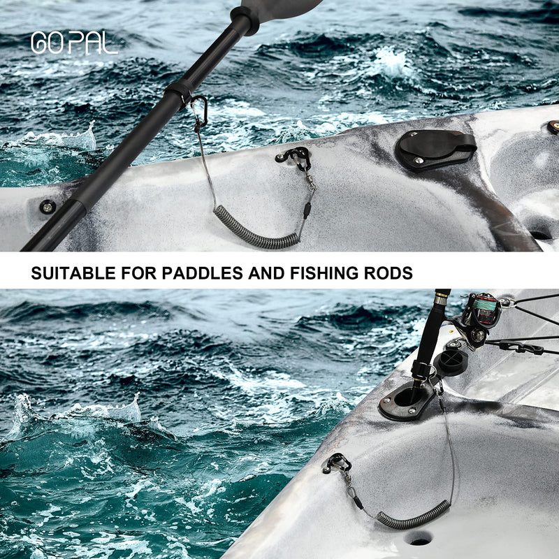 [Australia - AusPower] - Go Pal PS1 Kayak Paddle Leash, Fishing Pole Tether SUP Holder Safety Tool, Heavy Duty Coiled Lanyard Stretched to 78.7", 2pcs 