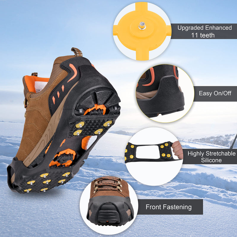 [Australia - AusPower] - Ice Snow Cleats for Shoes and Boots,Walk Traction Cleats Crampons Anti Slip 11 Studs Ice Snow Grippers Over Shoe for Men Women Walking on Snow Ice Medium(5.5-8.5 men/7-10 women) 