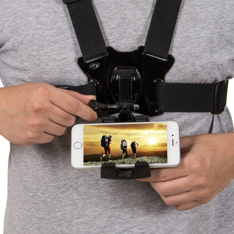 [Australia - AusPower] - Coreal Mobile Phone Chest Mount Harness Strap Holder Cell Phone Clip Action Camera POV for Samsung iPhone Plus etc 