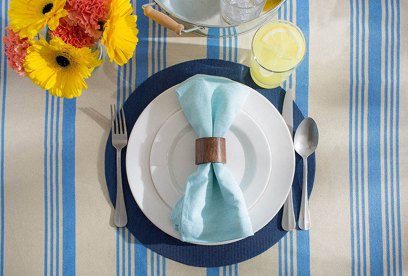 [Australia - AusPower] - DII PVC Tabletop Collection Woven Indoor/Outdoor, Round Placemat Set, 13.75", Nautical Blue, 6 Piece 
