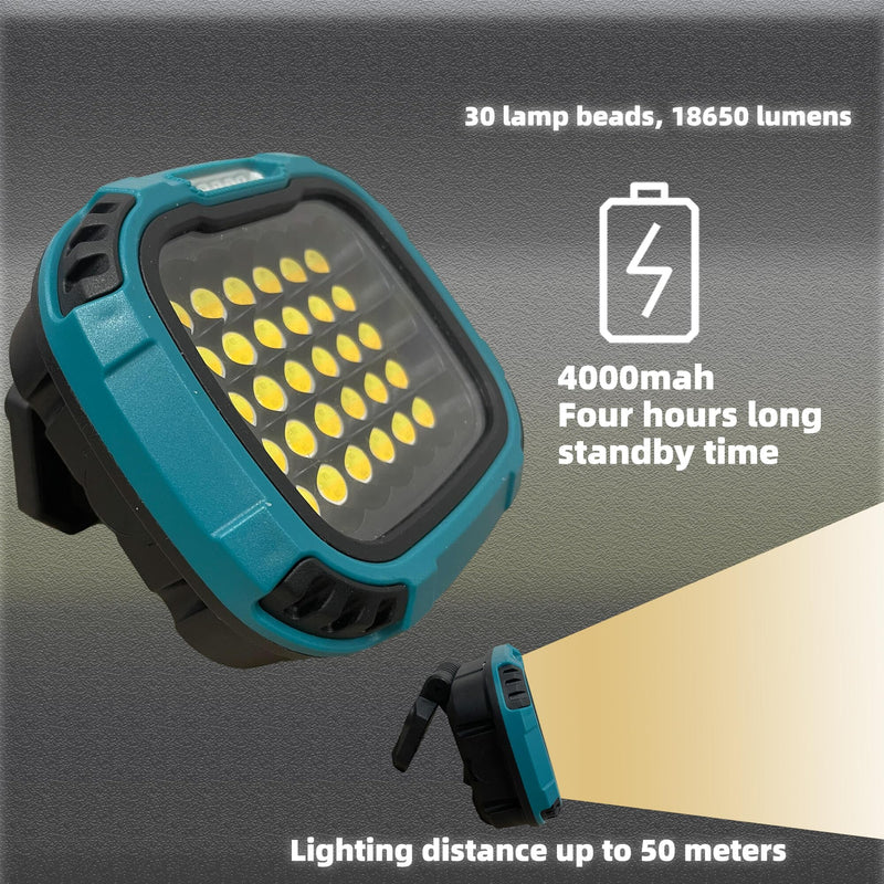 [Australia - AusPower] - byczone LED Work Light,Portable LED Worklight 18650 Lumen,4000mAH Rechargeable Built in-Battery,with Hook&Magnetic Work Light,Lights Suitable for Outdoor,Construction,Workshop,Etc. Blue 