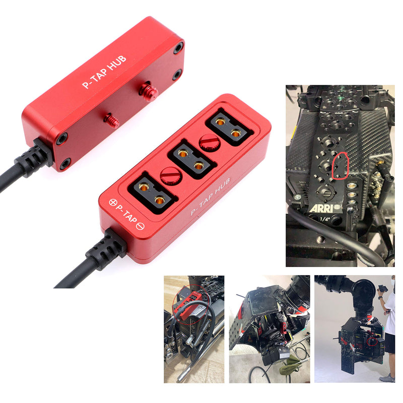 [Australia - AusPower] - AConnect Dtap Male to 3 Port D tap P-tap Female Splitter Cable with Screw Threads for ARRI RED Z CAM Cameras/TILTA Steadicam IDX Battery 21in/ 54cm 