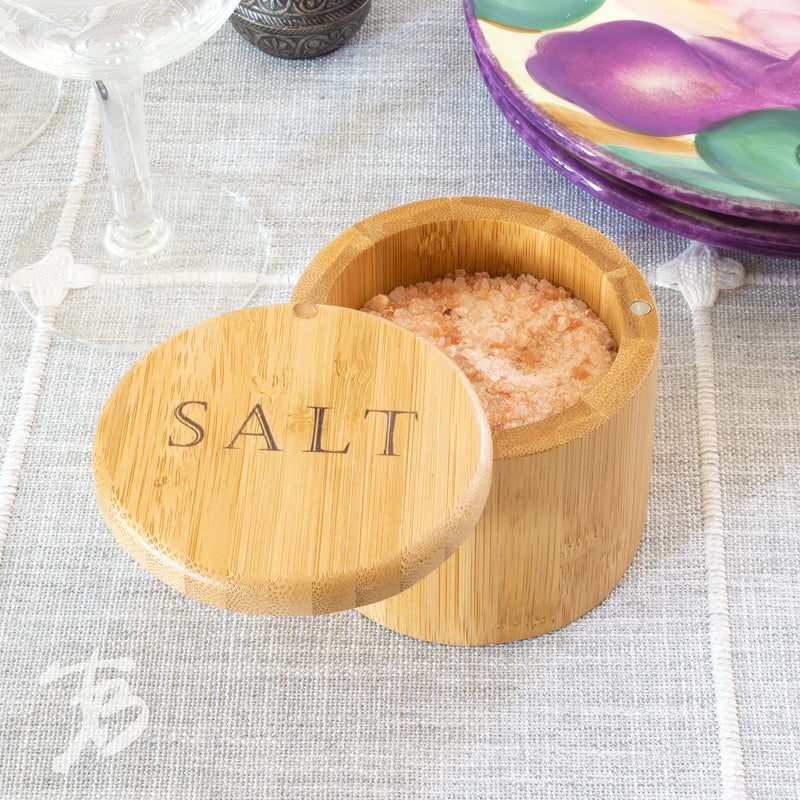 [Australia - AusPower] - Totally Bamboo Salt Cellar Bamboo Storage Box with Magnetic Swivel Lid, 6 Ounce Capacity, "Salt" Engraved on Lid 