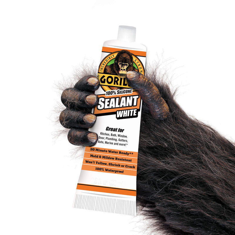 [Australia - AusPower] - Gorilla White 100% Silicone Sealant Caulk, 2.8 Ounce Squeeze Tube, White, (Pack of 1) 1 - Pack 