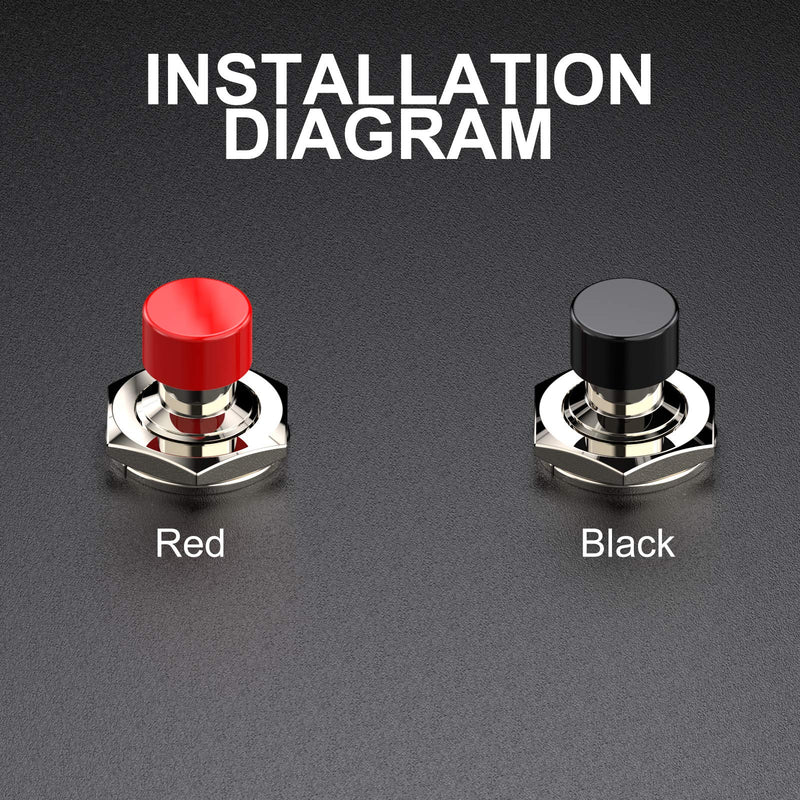 [Australia - AusPower] - DIYhz Momentary Push Button Switch, 1A 250VAC SPST Mini Pushbutton Switches Normally Open(NO) Black & Red Cap - 20pcs NO-20 Black&Red 