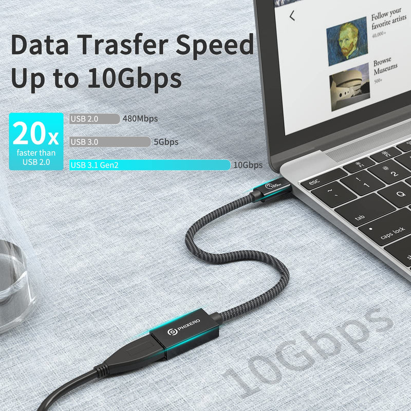 [Australia - AusPower] - [10Gbps] USB C to USB 3.1 Gen 2 Adapter 1 FT, PHIXERO USB-C Male to USB-A Female, USB Type C to USB OTG Cable, Thunderbolt3 to USB Adapter Compatible with MacBook Pro/Air, iPad Pro, Samsung Galaxy 1FT 