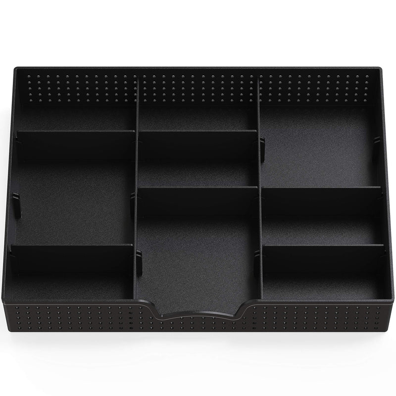 [Australia - AusPower] - Simple Houseware Drawer Organizer Tray with 9 Adjustable Compartments, Black 1 Pack 