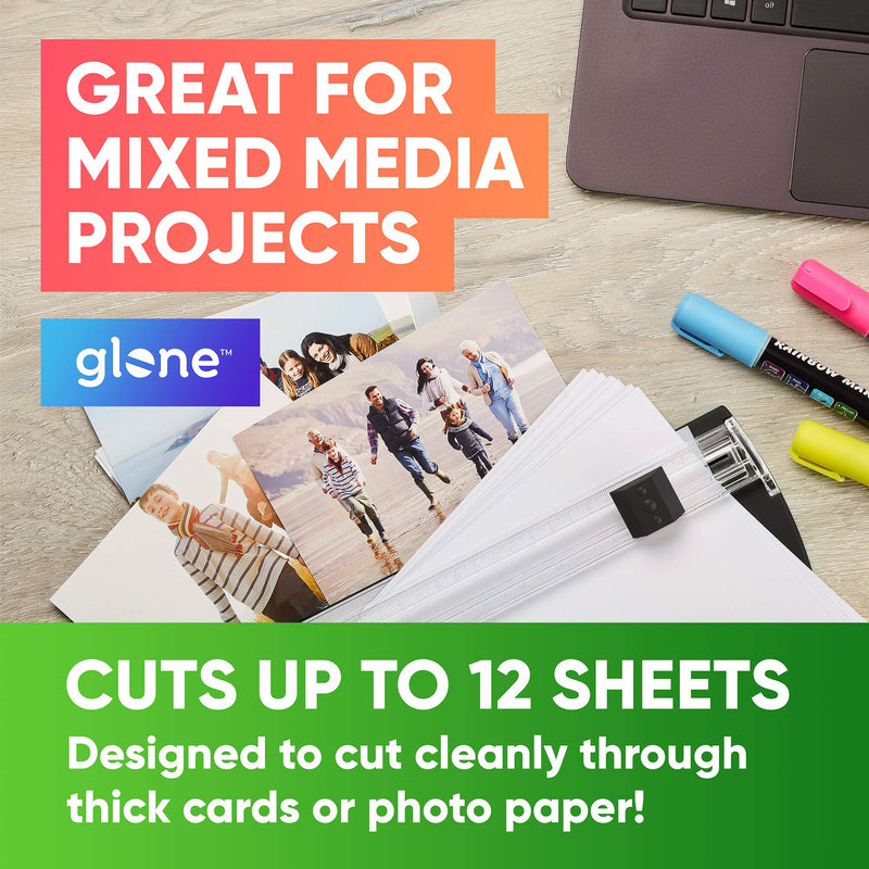 [Australia - AusPower] - Glone 12 inch Paper Trimmer, A4 Size Paper Cutter with Automatic Security Safeguard for Coupon, Craft Paper and Photos (Black-Silver) 