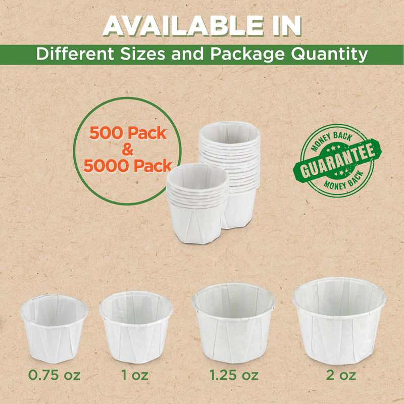 [Australia - AusPower] - [500 Pack] 0.75 oz Treated Paper Souffle Portion Cups for Condiments Samples Measuring Jello Shots Sauce Disposable Cup - White 