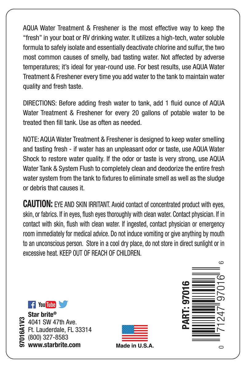 [Australia - AusPower] - STAR BRITE Aqua Water Treatment & Freshener - Treat & Maintain Superior, Fresh Tasting Drinking Water in Boats, RVs & All Potable Water Systems 