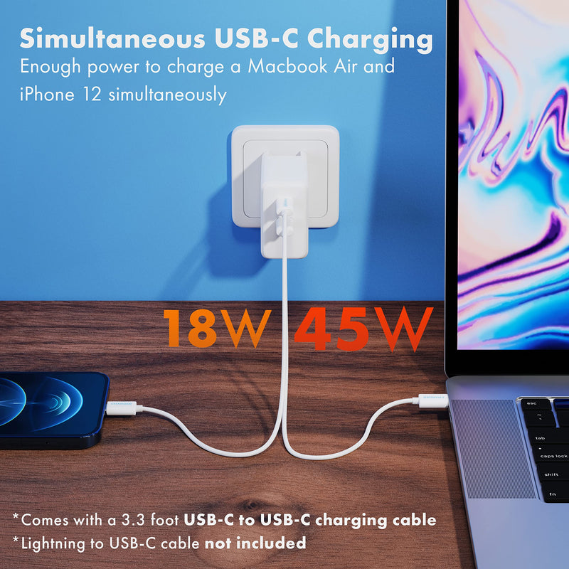 [Australia - AusPower] - USB-C MacBook Pro Air Charger, Charger Harbor SAIL01 65W Dual USB-C Power Delivery GaN PPS Wall Charger for iPhone 12 Pro Max, Galaxy S21, iPad Pro, Pixel, Switch 