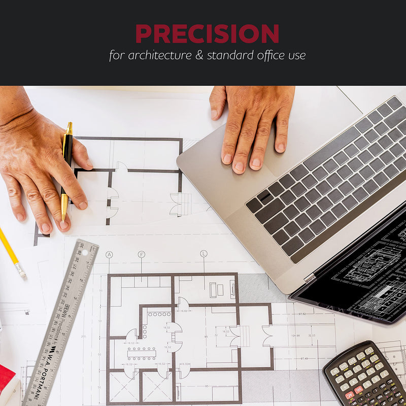 [Australia - AusPower] - Breman Precison Metal Ruler 15 Inch - Stainless Steel Cork Back Metal Ruler Set of 2 - Premium Steel Straight Edge 15 inch Metal Ruler - Flexible Stainless Steel Ruler - Inch and Metric Ruler 