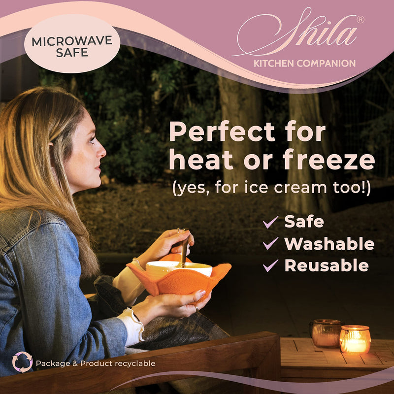 [Australia - AusPower] - SHILA Bowl Huggers, Multi Color Set of Microwave Safe Hot Bowl Holder to Keep Your Hands Cool and Your Meal Warm, Polyester & Sponge Heat Resistant Bowl Cozies for Soup, Rice and Pasta Bowls 5 Multicolor 