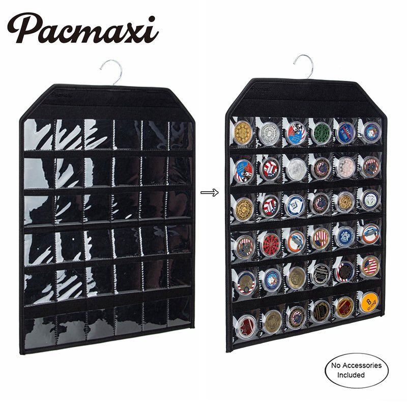 [Australia - AusPower] - Hanging Challenge Coin Holder For Collector, Commemorative Coin Collection Supplies Organizer, Coin Display Stand for 20/25/30/35/40/46mm Coins, Hold Up To 36 Coin. (black) black 