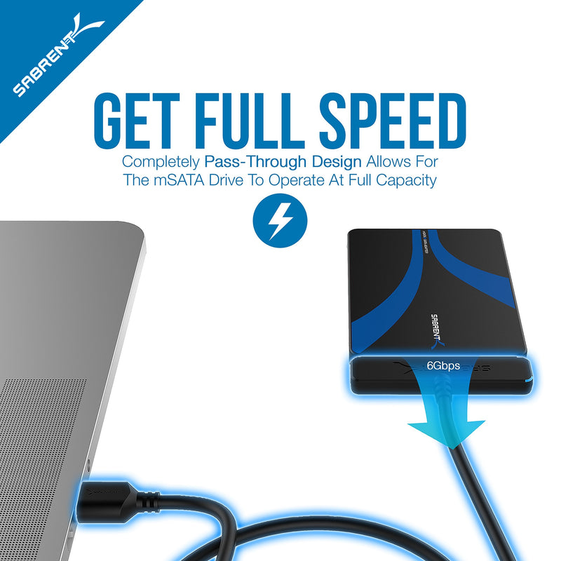 [Australia - AusPower] - SABRENT mSATA to 2.5-Inch SATA III Aluminum Enclosure Adapter (EC-MSSA) mSATA to SATA 