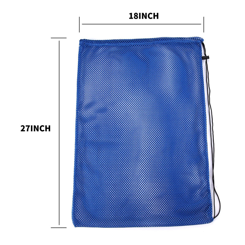 [Australia - AusPower] - 2 Packs Mesh Gear Bag for Snorkel Equipment, Oversized 18" x 27" Mesh Dive Bag Scuba Diving Bag Snorkel Bag Backpack for Snorkeling Gear, Fins, Swimming Gear, Beach and Sports Equipment (Black & Blue) 