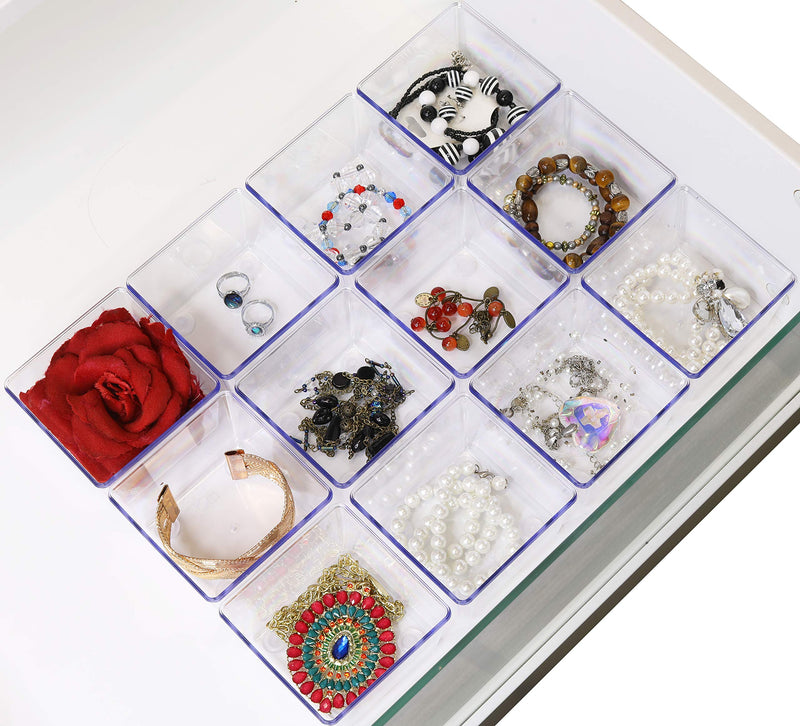 [Australia - AusPower] - 12 Pack - Simple Houseware Clear Plastic Drawer Organizers, 3.25"x 3.25" Small 