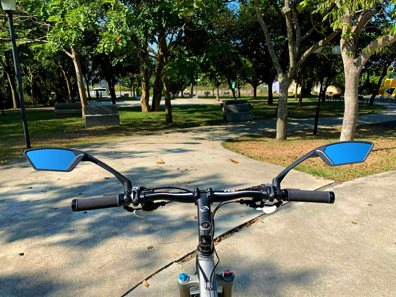 [Australia - AusPower] - MEACHOW New Scratch Resistant Glass Lens,Handlebar Bike Mirror, Rotatable Safe Rearview Mirror, Bicycle Mirror,ME-010(2019-2020) Blue Left Side 