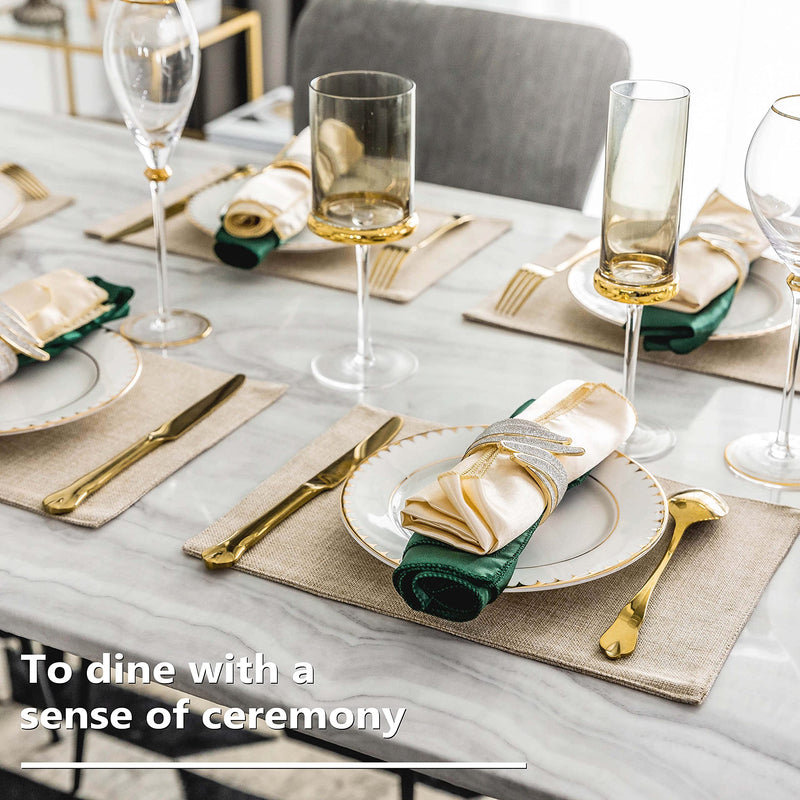 [Australia - AusPower] - Placemats by Home Brilliant Set of 4 Heat Resistant Dining Table Place Mats Cloth Placemats Kitchen Table Mats, Light Linen Placemats 13" x 19", Set of 4 