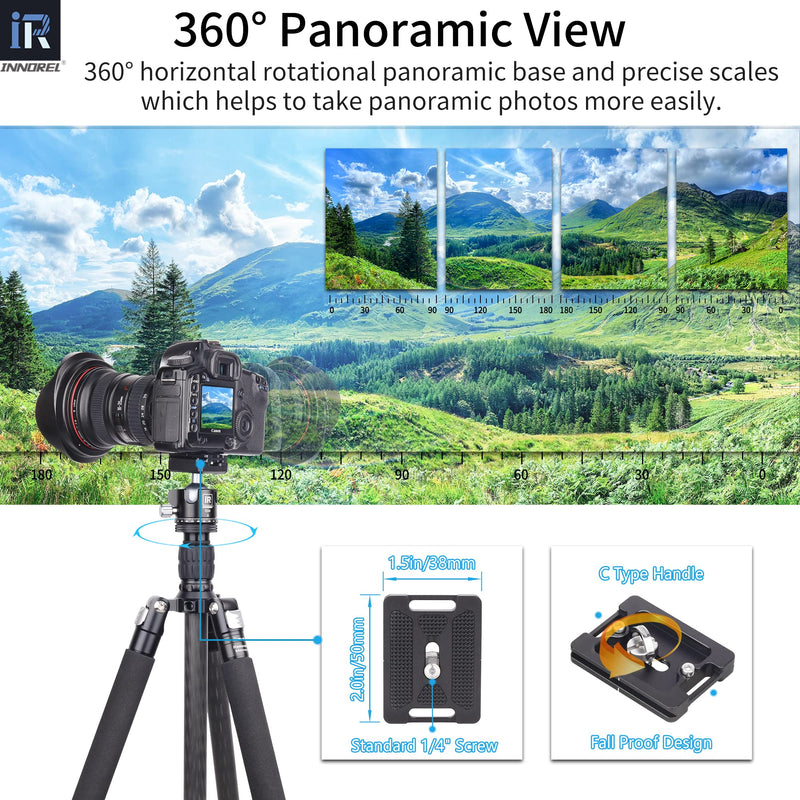 [Australia - AusPower] - INNOREL D34 34mm Low Profile Tripod Ball Head Professional All Metal CNC Panoramic Camera Tripod Head for Monopod,DSLR Cameras,Camcorder,DV with 1/4" Arca Swiss Quick Release Plate Load 33lb/15kg 34mm Dia. 