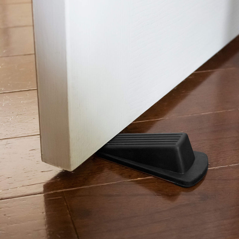 [Australia - AusPower] - S&T INC. Heavy Duty Rubber Door Stopper for Residential and Commercial Use, Black, 4.8 in. x 2.2 in. x 1.3 in, 4 Pack 